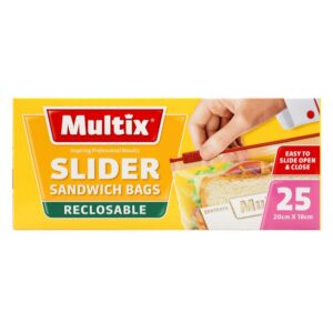 MULTIX 25PK SLIDER SANDWICH BAGS RECLOSABLE 20cm X 18cm